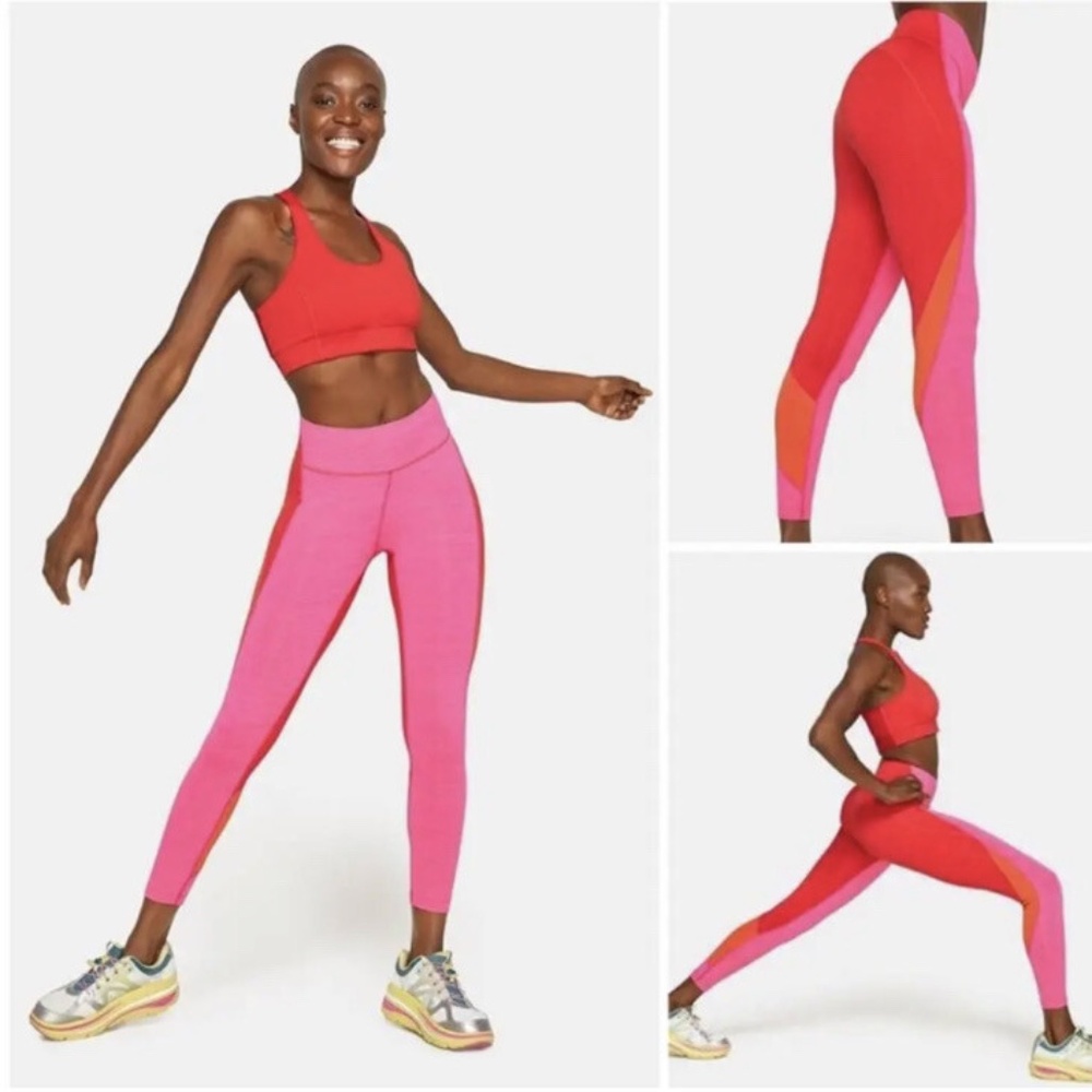 Outdoor Voices Pink Red TechSweat 7/8 Zoom Leggings